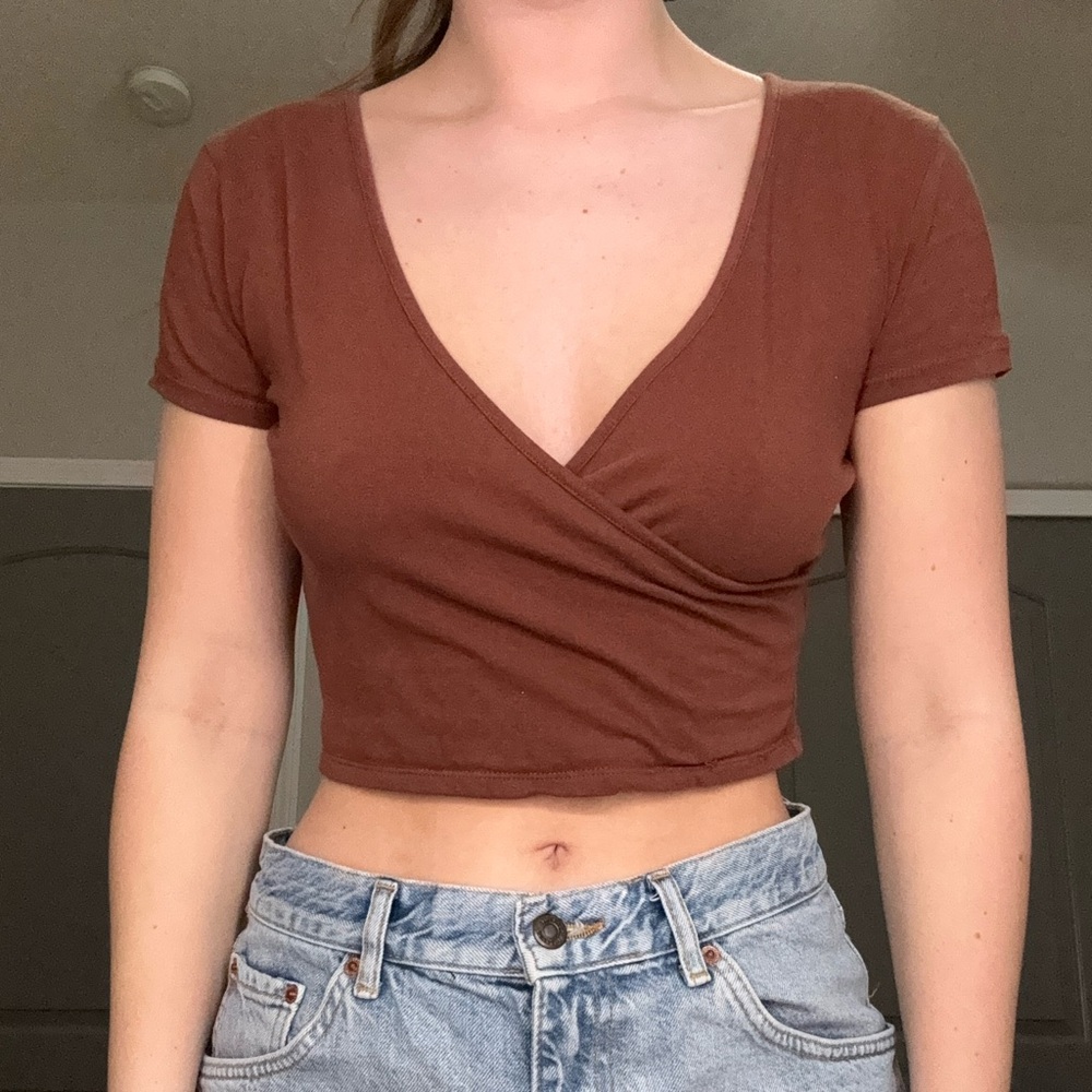 PacSun brown wrap top